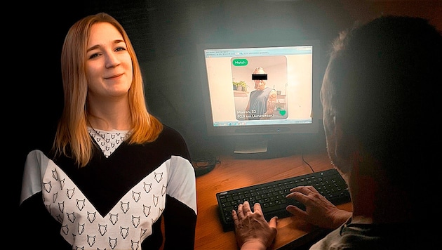 Helmut G. in front of his computer, showing the profile picture with which Clemens T. had been ...