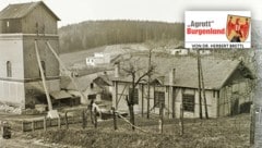 Der bis heute stehen gebliebene Förderturm des Helenenschachtes (links) wurde während des Ersten ...