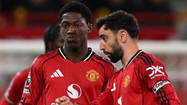 Kobbie Mainoo (l.) und Bruno Fernandes