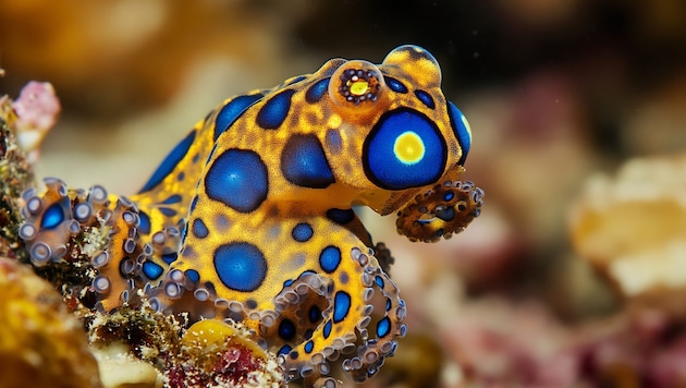 Der Blaugeringelte Krake kommt vor Nordaustralien, Papua-Neuguinea, den Salomonen, Indonesien, ...