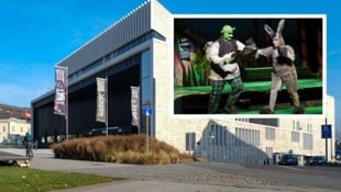 Linzer Musiktheater und Szene aus „Shrek – das Musical“