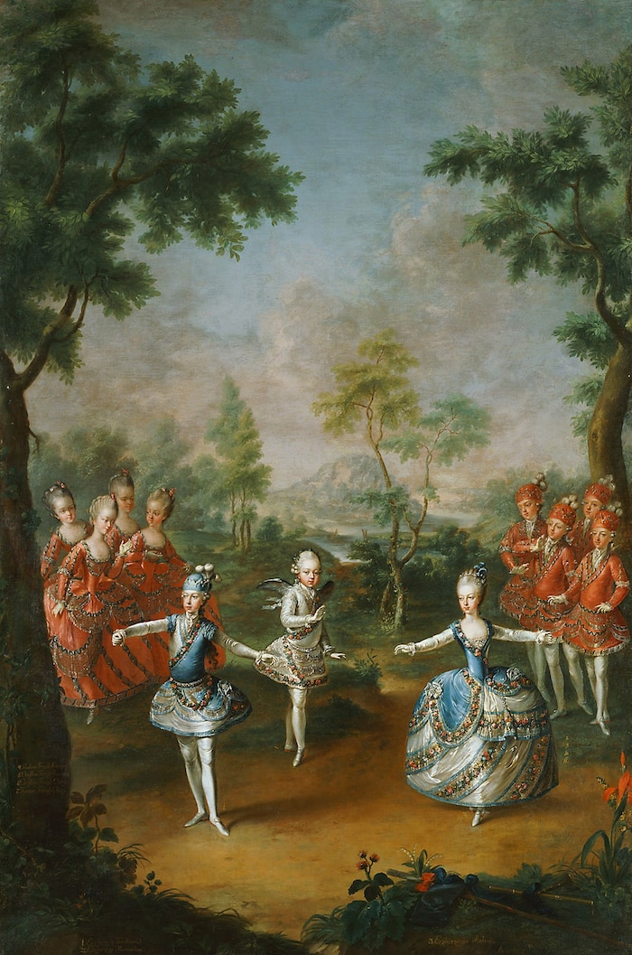 Marie Antoinette (re.) tanzte schon als Kind in Schönbrunn. Martin van Meytens hielt diese Szene ...