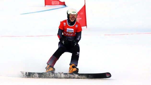 Sabine Payer ieß sich von der weichen Piste in Carezza nicht abwerfen.