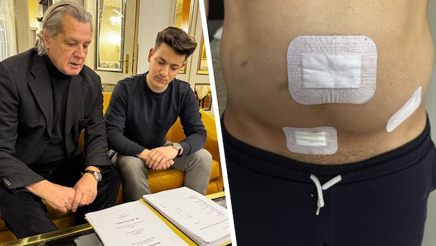 Topanwalt Dr. Boran mit seinem Klienten. Die Narben werden nie ganz weggehen.