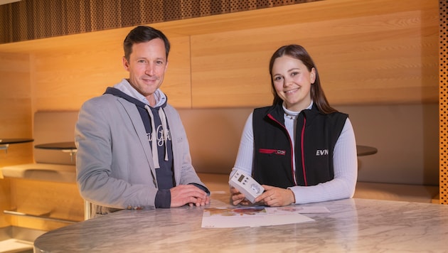 Klaus Schwertner und EVN-Energieexpertin Katharina Rauch.