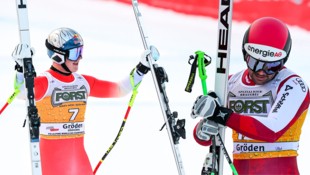 Franjo von Allmen (l.) hat die Abfahrt in Gröden gewonnen, Vincent Kreichmayr (r.) verpasste die ...