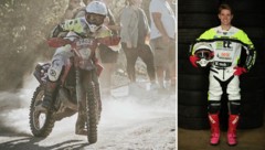 Dominic bei einem erfolgreichen Rennen und bei einem Fotoshooting für das Enduro Team Tirol.