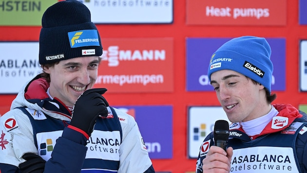 Die Rettenegger-Brüder (Thomas li.) und Stefan standen in Ramsau gemeinsam auf dem Stockerl.
