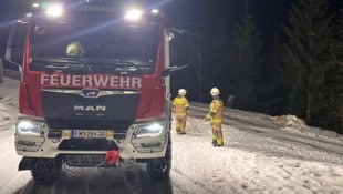 Vereist und verschneit: Auf dieser Forststraße konnte die Feuerwehrmänner den Urlauber aus ...