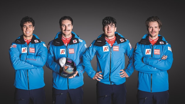 Mit Lukas und Patrick Feurstein, Jakob Greber und Noel Zwischenbrugger (v. links) sind gleich ...