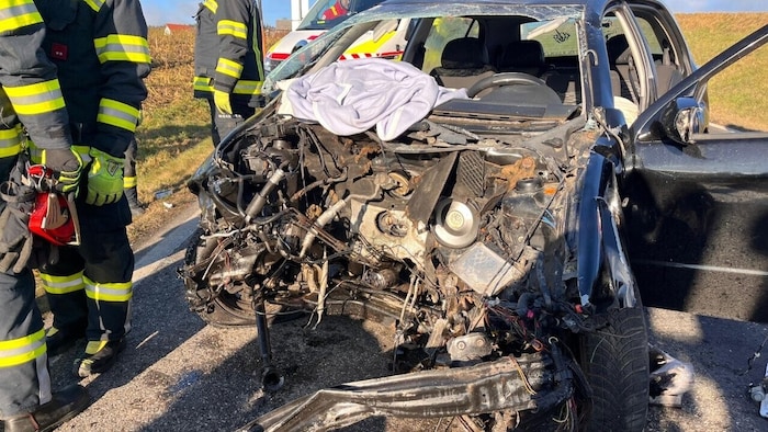 Motorblock und Getriebe des kleinen Skoda Fabias wurden bis zu hundert Meter weit ...