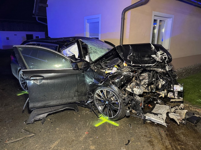 Der schwarze BMW kam auf einem Nachbargrundstück zum Stillstand.