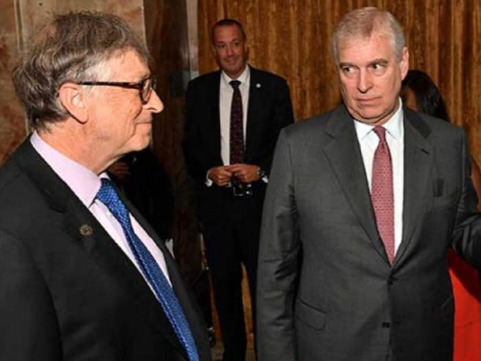 Bill Gates and Prince Andrew in a photo from the Epstein estate