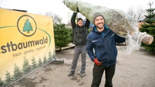 Teamwork: Richard Bischof (links) und sein Kollege Andreas Hofer beim Verladen eines besonders ...