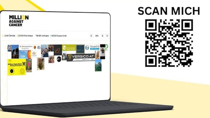 Mit dem QR-Code kann direkt ein Pixel erworben werden.