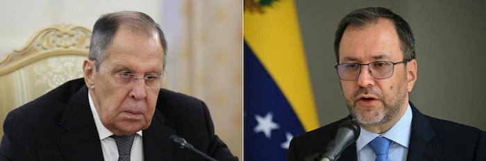 Russlands Außenminister Sergej Lawrow und sein venezolanischen Amtskollegen Yván Gil