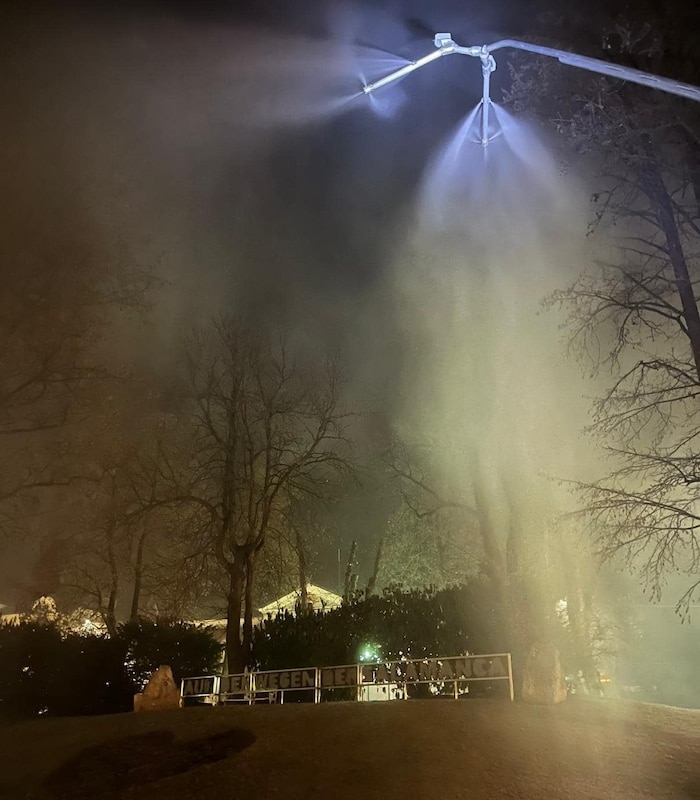 Bis Dienstag wurde der Park beschneit.