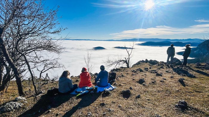 Zahlreiche Besucher nutzten das nebelige Wochenende, um auf der Hohen Wand ein bisschen Sonne zu ...