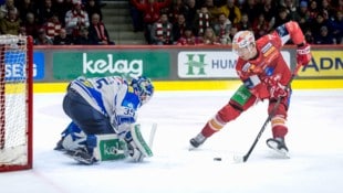 Mathias From (re.) schoss den KAC im letzten Derby gegen VSV zum Sieg.