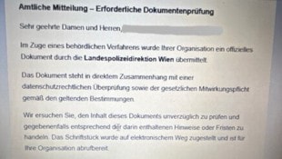 Screenshot des Betrugs-E-Mails.