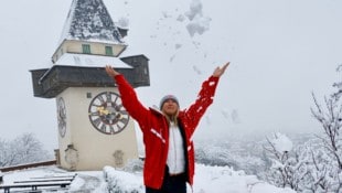 Der Grazer Uhrturm im Schnee – zu Weihnachten gab‘s diesen Anblick seit 2010 nicht mehr.
