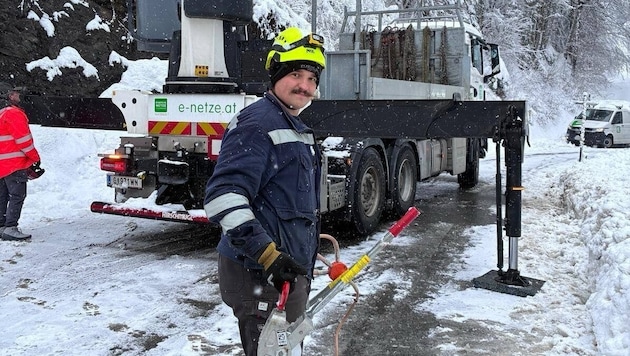 An Energienetze Steiermark technician on duty on the public holiday