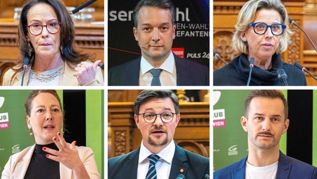 O.v.li: Kasia Greco (ÖVP), Dominik Nepp (FPÖ) und Ulrike Nittmann sowieJudith Pühringer (Grüne), ...