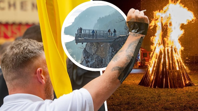 Die Neuen Rechten feierten die Wintersonnwende an beliebten Ausflugsziel Hohe Wand mit einem ...