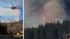 Fünf Hubschrauber standen im Einsatz, um dem Brand Herr zu werden.