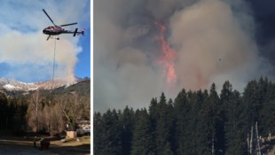 Zwei Polizeihubschrauber standen im Einsatz, um dem Brand Herr zu werden.