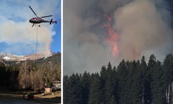 Fünf Hubschrauber standen im Einsatz, um dem Brand Herr zu werden.