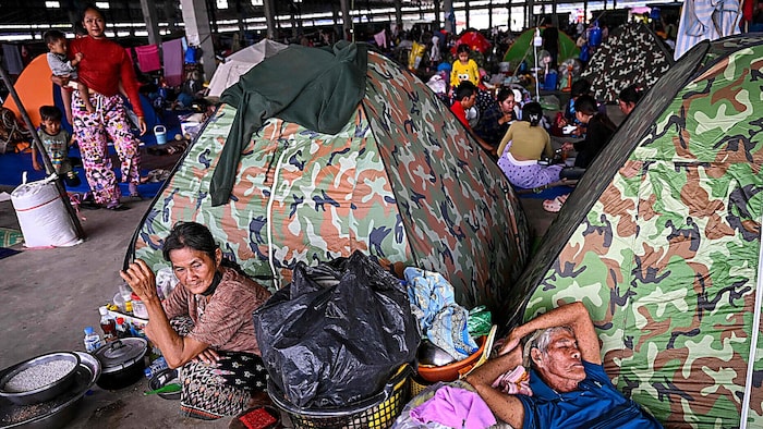 Vor den Kämpfen geflüchtete Kambodschaner
