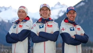 Das „magische Trio“ unter den ÖSV-Adlern: Jan Hörl, Daniel Tschofenig und Stefan Kraft (v. li.).