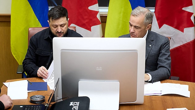 Präsident Wolodymyr Selenskyj und Premier Mark Carney besprachen wichtige Punkte des ...