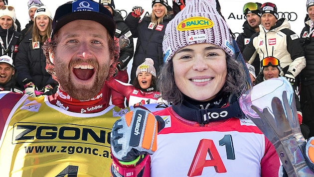 Marco Schwarz und Julia Scheib trumpften am Samstag groß auf, der ganze ÖSV jubelt mit.