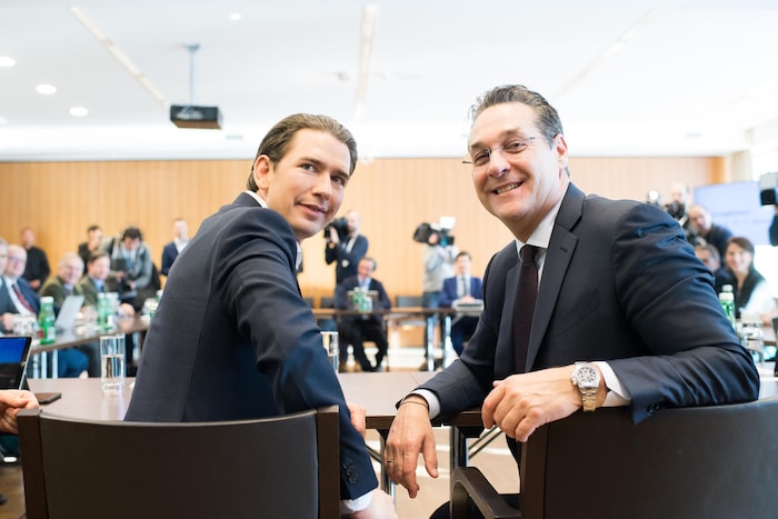 Ex-Kanzler Sebastian Kurz und sein Vize Heinz-Christian Strache planten 2019 im Schlosspark ...