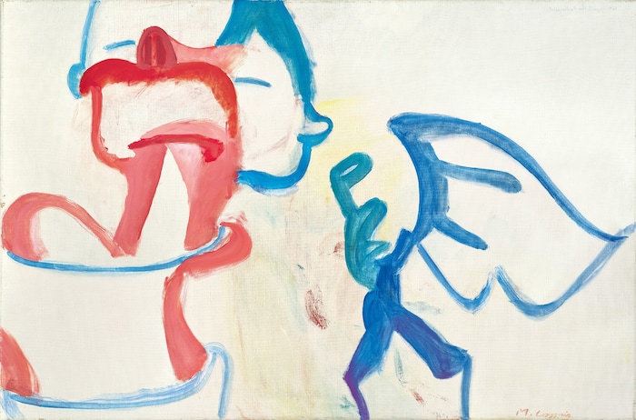Für 481.000 Euro verkauft: Maria Lassnig, „Selbstportrait mit Engel“, 1961, Öl auf Leinwand, ...