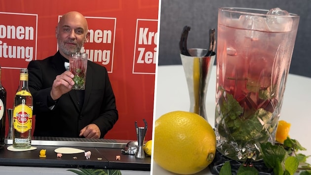 Daniel Schellander mixte für die „Krone“ den „Royal Mojito“.