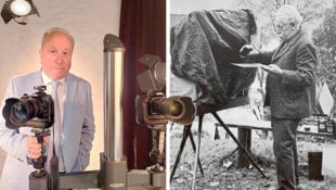 Josef Kuss führt das Geschäft in fünfter Generation, rechts sein Urgroßvater Nikolaus Kuss II. 