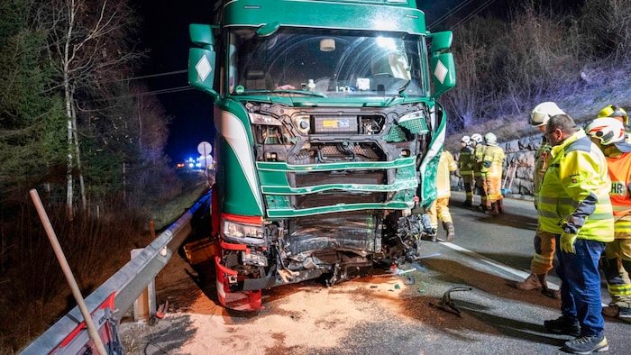 Der Lkw wurde schwer beschädigt.