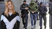 Clemens T., flankiert von Justizwachebeamten, am Weg zum Tatort.