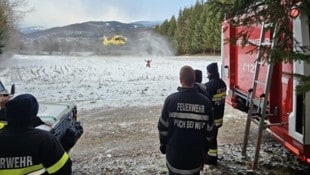 Die Freiwillige Feuerwehr Puch bei Weiz und die Crew des Notarzthubschraubers Christophorus 12 ...