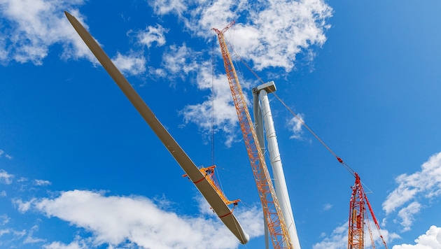 Bauarbeiten auf der Freiländer Alm im Bezirk Deutschlandsberg: Acht Windräder stehen schon.
