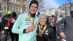 Die heurigen Sieger des LCC-Silvesterlaufs in Wien: Mario Bauernfeind und Julia Mayer