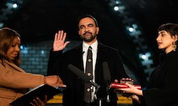 Staatsanwältin Letitia James (links) nahm dem neuen Bürgermeister Zohran Mamdani den Eid ab. ...