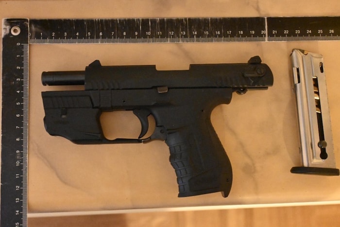 The 77-year-old is said to have shot himself in the leg with one of the two weapons.