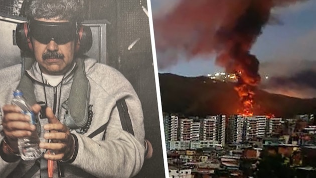 Venezuelas Präsident Nicolas Maduro wurde am Samstag festgenommen und in Handschellen nach New ...