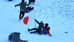 Die Rutschpartie gehört am Bergisel schon dazu.