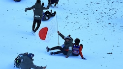 Die Rutschpartie gehört am Bergisel schon dazu.