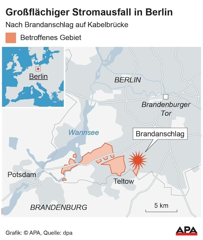 Eine Karte zeigt das vom Stromausfall betroffene Gebiet.